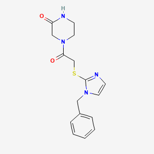 molecular formula C16H18N4O2S B7485750 4-[2-(1-Benzylimidazol-2-yl)sulfanylacetyl]piperazin-2-one 