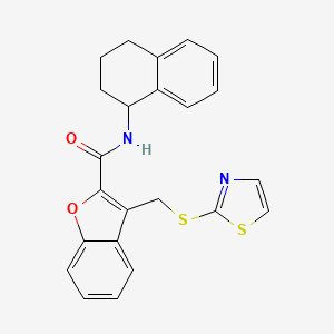 N-(1,2,3,4-tetrahydronaphthalen-1-yl)-3-(1,3-thiazol-2-ylsulfanylmethyl)-1-benzofuran-2-carboxamide