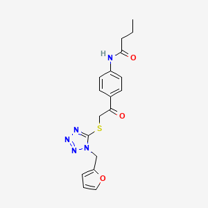 N-[4-[2-[1-(furan-2-ylmethyl)tetrazol-5-yl]sulfanylacetyl]phenyl]butanamide