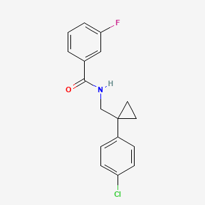 molecular formula C17H15ClFNO B7485883 N-[[1-(4-chlorophenyl)cyclopropyl]methyl]-3-fluorobenzamide 