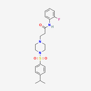 molecular formula C22H28FN3O3S B7485931 N-(2-fluorophenyl)-3-[4-(4-propan-2-ylphenyl)sulfonylpiperazin-1-yl]propanamide 