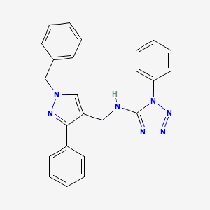 molecular formula C24H21N7 B7485950 N-[(1-benzyl-3-phenylpyrazol-4-yl)methyl]-1-phenyltetrazol-5-amine 