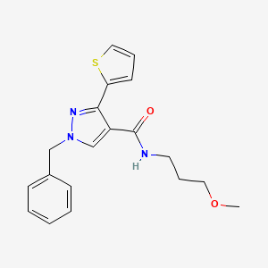 molecular formula C19H21N3O2S B7486040 1-benzyl-N-(3-methoxypropyl)-3-thiophen-2-ylpyrazole-4-carboxamide 