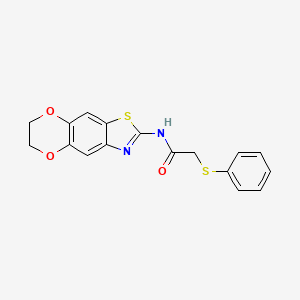 molecular formula C17H14N2O3S2 B7486058 N-(6,7-dihydro-[1,4]dioxino[2,3-f][1,3]benzothiazol-2-yl)-2-phenylsulfanylacetamide 