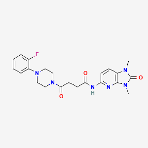 molecular formula C22H25FN6O3 B7486101 N-(1,3-dimethyl-2-oxoimidazo[4,5-b]pyridin-5-yl)-4-[4-(2-fluorophenyl)piperazin-1-yl]-4-oxobutanamide 