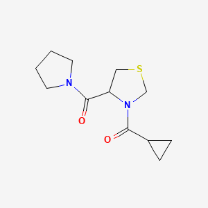 molecular formula C12H18N2O2S B7486209 Cyclopropyl-[4-(pyrrolidine-1-carbonyl)-1,3-thiazolidin-3-yl]methanone 