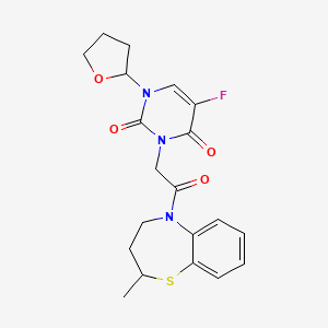 molecular formula C20H22FN3O4S B7486378 5-fluoro-3-[2-(2-methyl-3,4-dihydro-2H-1,5-benzothiazepin-5-yl)-2-oxoethyl]-1-(oxolan-2-yl)pyrimidine-2,4-dione 