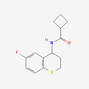 molecular formula C14H16FNOS B7486439 N-(6-fluoro-3,4-dihydro-2H-thiochromen-4-yl)cyclobutanecarboxamide 