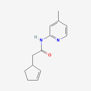 molecular formula C13H16N2O B7486531 2-cyclopent-2-en-1-yl-N-(4-methylpyridin-2-yl)acetamide 