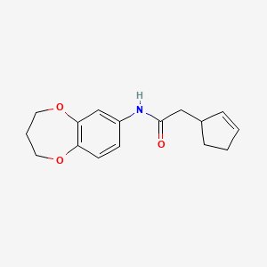 molecular formula C16H19NO3 B7486568 2-cyclopent-2-en-1-yl-N-(3,4-dihydro-2H-1,5-benzodioxepin-7-yl)acetamide 