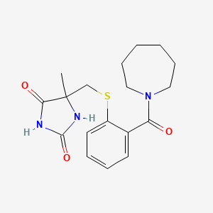 5-[[2-(Azepane-1-carbonyl)phenyl]sulfanylmethyl]-5-methylimidazolidine-2,4-dione