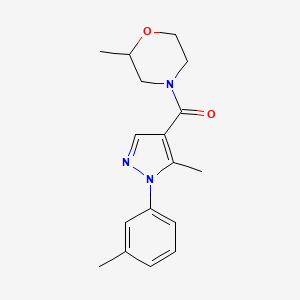 molecular formula C17H21N3O2 B7486696 [5-Methyl-1-(3-methylphenyl)pyrazol-4-yl]-(2-methylmorpholin-4-yl)methanone 