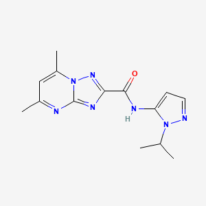 molecular formula C14H17N7O B7486741 5,7-dimethyl-N-(2-propan-2-ylpyrazol-3-yl)-[1,2,4]triazolo[1,5-a]pyrimidine-2-carboxamide 