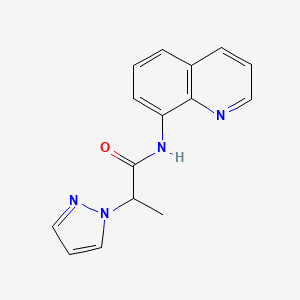 molecular formula C15H14N4O B7486802 2-pyrazol-1-yl-N-quinolin-8-ylpropanamide 