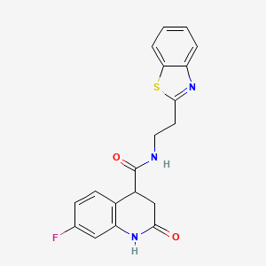 molecular formula C19H16FN3O2S B7486836 N-[2-(1,3-benzothiazol-2-yl)ethyl]-7-fluoro-2-oxo-3,4-dihydro-1H-quinoline-4-carboxamide 