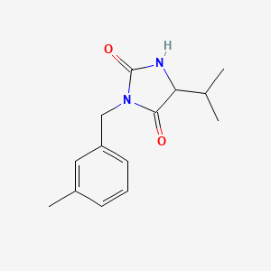 molecular formula C14H18N2O2 B7486934 3-[(3-Methylphenyl)methyl]-5-propan-2-ylimidazolidine-2,4-dione 