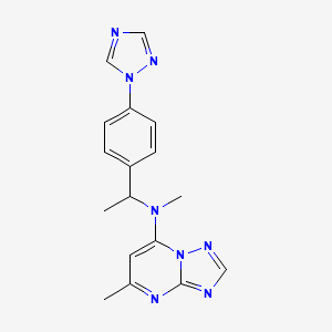 molecular formula C17H18N8 B7486964 N,5-dimethyl-N-[1-[4-(1,2,4-triazol-1-yl)phenyl]ethyl]-[1,2,4]triazolo[1,5-a]pyrimidin-7-amine 