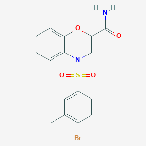 molecular formula C16H15BrN2O4S B7487010 4-(4-Bromo-3-methylphenyl)sulfonyl-2,3-dihydro-1,4-benzoxazine-2-carboxamide 