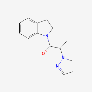 molecular formula C14H15N3O B7487063 1-(2,3-Dihydroindol-1-yl)-2-pyrazol-1-ylpropan-1-one 