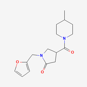 molecular formula C16H22N2O3 B7487221 1-(Furan-2-ylmethyl)-4-(4-methylpiperidine-1-carbonyl)pyrrolidin-2-one 