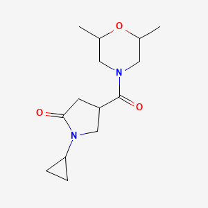 molecular formula C14H22N2O3 B7487227 1-Cyclopropyl-4-(2,6-dimethylmorpholine-4-carbonyl)pyrrolidin-2-one 