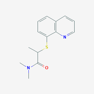 molecular formula C14H16N2OS B7487427 N,N-dimethyl-2-quinolin-8-ylsulfanylpropanamide 