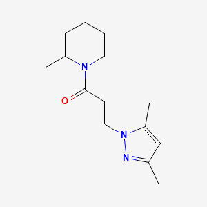 molecular formula C14H23N3O B7487588 3-(3,5-Dimethylpyrazol-1-yl)-1-(2-methylpiperidin-1-yl)propan-1-one 