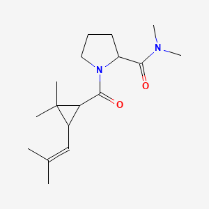 molecular formula C17H28N2O2 B7487630 1-[2,2-dimethyl-3-(2-methylprop-1-enyl)cyclopropanecarbonyl]-N,N-dimethylpyrrolidine-2-carboxamide 