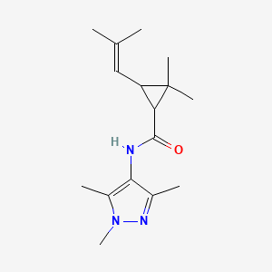 molecular formula C16H25N3O B7487749 2,2-dimethyl-3-(2-methylprop-1-enyl)-N-(1,3,5-trimethylpyrazol-4-yl)cyclopropane-1-carboxamide 