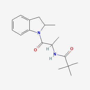 molecular formula C17H24N2O2 B7487848 2,2-dimethyl-N-[1-(2-methyl-2,3-dihydroindol-1-yl)-1-oxopropan-2-yl]propanamide 