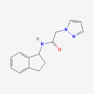 molecular formula C14H15N3O B7487992 N-(2,3-dihydro-1H-inden-1-yl)-2-pyrazol-1-ylacetamide 