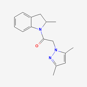 molecular formula C16H19N3O B7488066 2-(3,5-Dimethylpyrazol-1-yl)-1-(2-methyl-2,3-dihydroindol-1-yl)ethanone 