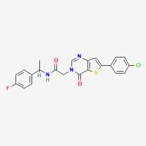 molecular formula C22H17ClFN3O2S B7488339 2-[6-(4-chlorophenyl)-4-oxothieno[3,2-d]pyrimidin-3-yl]-N-[1-(4-fluorophenyl)ethyl]acetamide 