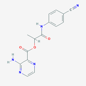 molecular formula C15H13N5O3 B7488401 [1-(4-Cyanoanilino)-1-oxopropan-2-yl] 3-aminopyrazine-2-carboxylate 