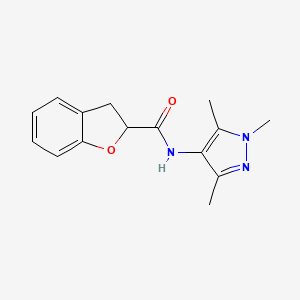 molecular formula C15H17N3O2 B7488409 N-(1,3,5-trimethylpyrazol-4-yl)-2,3-dihydro-1-benzofuran-2-carboxamide 