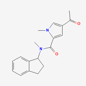 molecular formula C18H20N2O2 B7488412 4-acetyl-N-(2,3-dihydro-1H-inden-1-yl)-N,1-dimethylpyrrole-2-carboxamide 