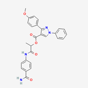 [1-(4-Carbamoylanilino)-1-oxopropan-2-yl] 3-(4-methoxyphenyl)-1-phenylpyrazole-4-carboxylate