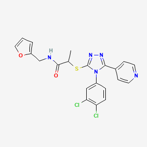 2-[[4-(3,4-dichlorophenyl)-5-pyridin-4-yl-1,2,4-triazol-3-yl]sulfanyl]-N-(furan-2-ylmethyl)propanamide