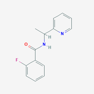 molecular formula C14H13FN2O B7488680 2-fluoro-N-(1-pyridin-2-ylethyl)benzamide 