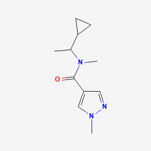 molecular formula C11H17N3O B7488799 N-(1-cyclopropylethyl)-N,1-dimethylpyrazole-4-carboxamide 