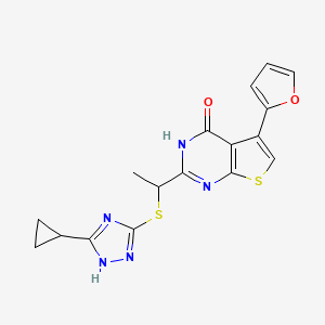 2-[1-[(5-cyclopropyl-1H-1,2,4-triazol-3-yl)sulfanyl]ethyl]-5-(furan-2-yl)-3H-thieno[2,3-d]pyrimidin-4-one