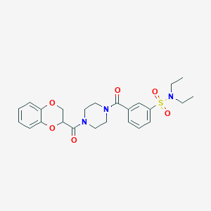 3-[4-(2,3-dihydro-1,4-benzodioxine-3-carbonyl)piperazine-1-carbonyl]-N,N-diethylbenzenesulfonamide