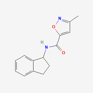 molecular formula C14H14N2O2 B7488925 N-(2,3-dihydro-1H-inden-1-yl)-3-methyl-1,2-oxazole-5-carboxamide 