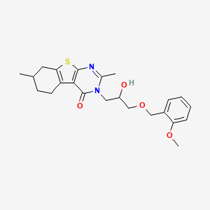 molecular formula C23H28N2O4S B7488942 3-[2-Hydroxy-3-[(2-methoxyphenyl)methoxy]propyl]-2,7-dimethyl-5,6,7,8-tetrahydro-[1]benzothiolo[2,3-d]pyrimidin-4-one 