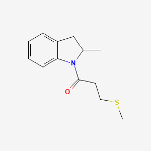 molecular formula C13H17NOS B7488976 1-(2-Methyl-2,3-dihydroindol-1-yl)-3-methylsulfanylpropan-1-one 