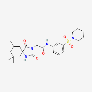 molecular formula C24H34N4O5S B7488982 N-(3-piperidin-1-ylsulfonylphenyl)-2-(7,7,9-trimethyl-2,4-dioxo-1,3-diazaspiro[4.5]decan-3-yl)acetamide 