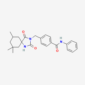 molecular formula C25H29N3O3 B7488990 N-phenyl-4-[(7,7,9-trimethyl-2,4-dioxo-1,3-diazaspiro[4.5]decan-3-yl)methyl]benzamide 