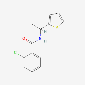 molecular formula C13H12ClNOS B7489248 2-chloro-N-(1-thiophen-2-ylethyl)benzamide 