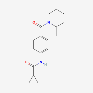 molecular formula C17H22N2O2 B7489285 N-[4-(2-methylpiperidine-1-carbonyl)phenyl]cyclopropanecarboxamide 