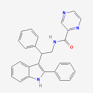 molecular formula C27H22N4O B7489332 N-[2-phenyl-2-(2-phenyl-1H-indol-3-yl)ethyl]pyrazine-2-carboxamide 